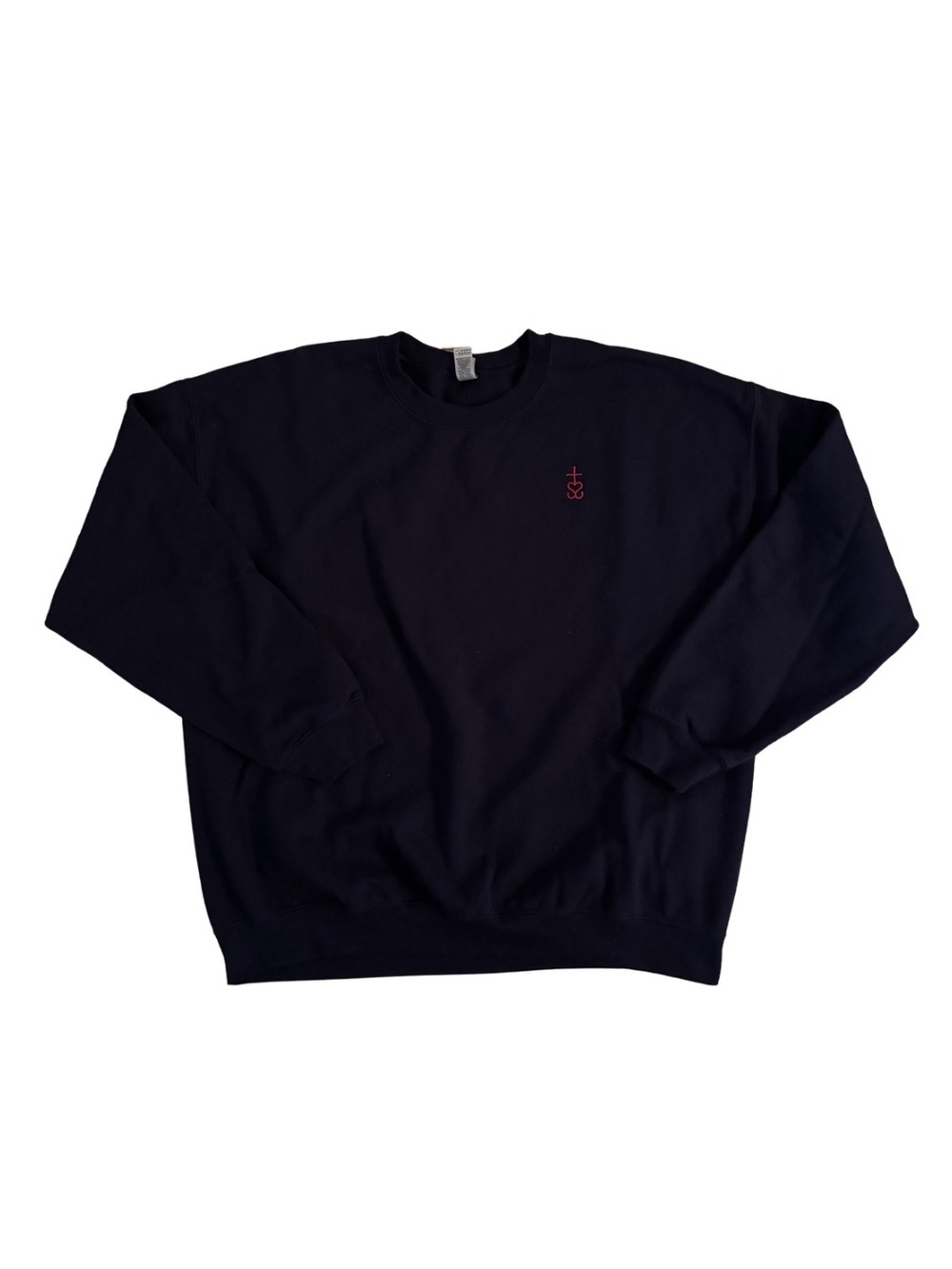 Public School Navy Crewneck Sweatshirt with Subtle Red Logo